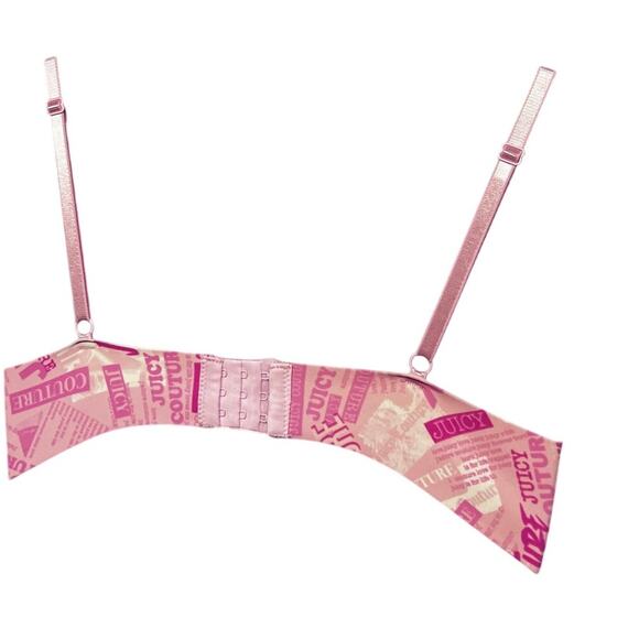 Juicy Couture All Over Logo Spell Out 36C Padded Underwire Pushup Bra Pink - Picture 4 of 7
